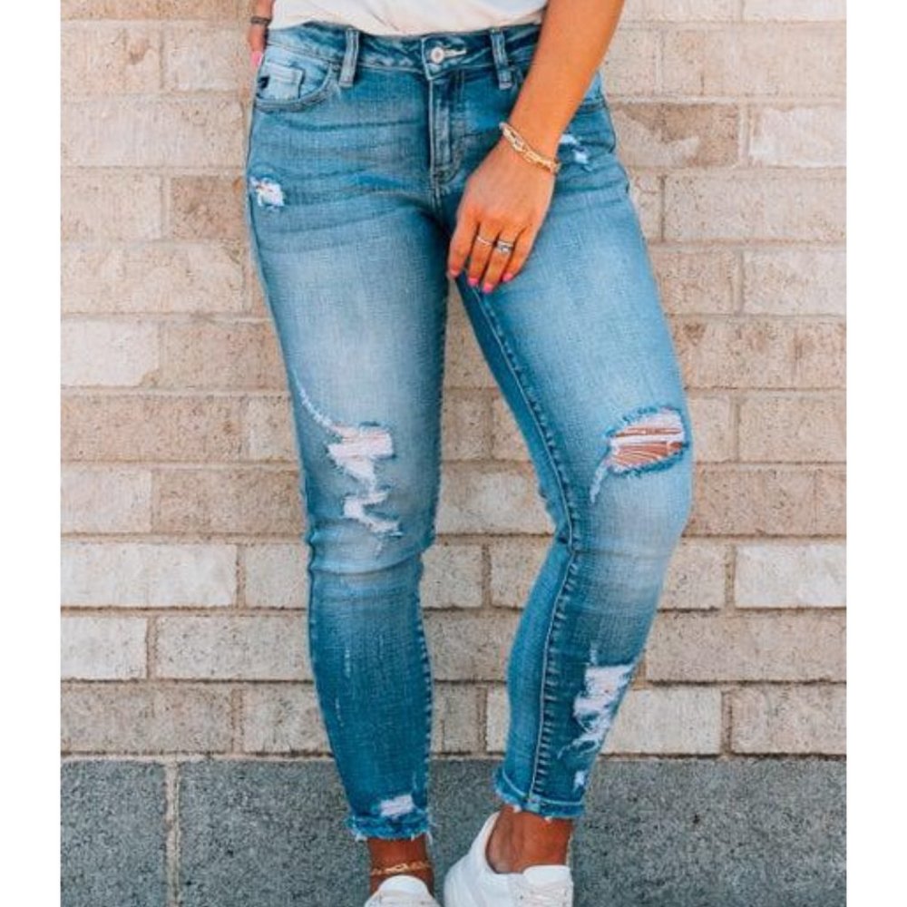 Coco Distressed White-washed Kancan skinny Jeans